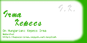 irma kepecs business card